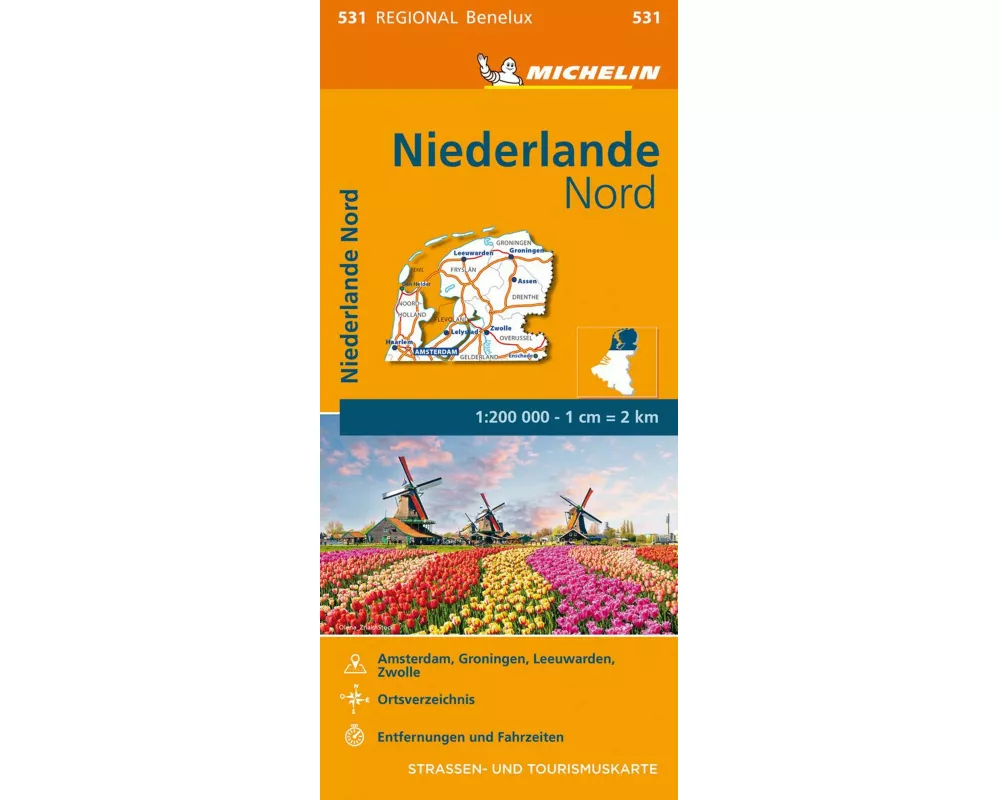 Michelin Niederlande Nord. Straßen- und Tourismuskarte 1:200.000