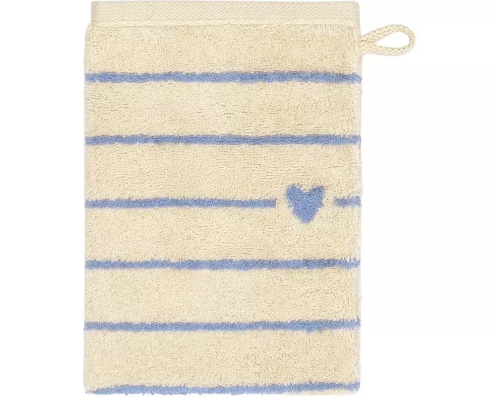 Cawö Waschhandschuh Heart Beats 16 x 22 cm, Blau