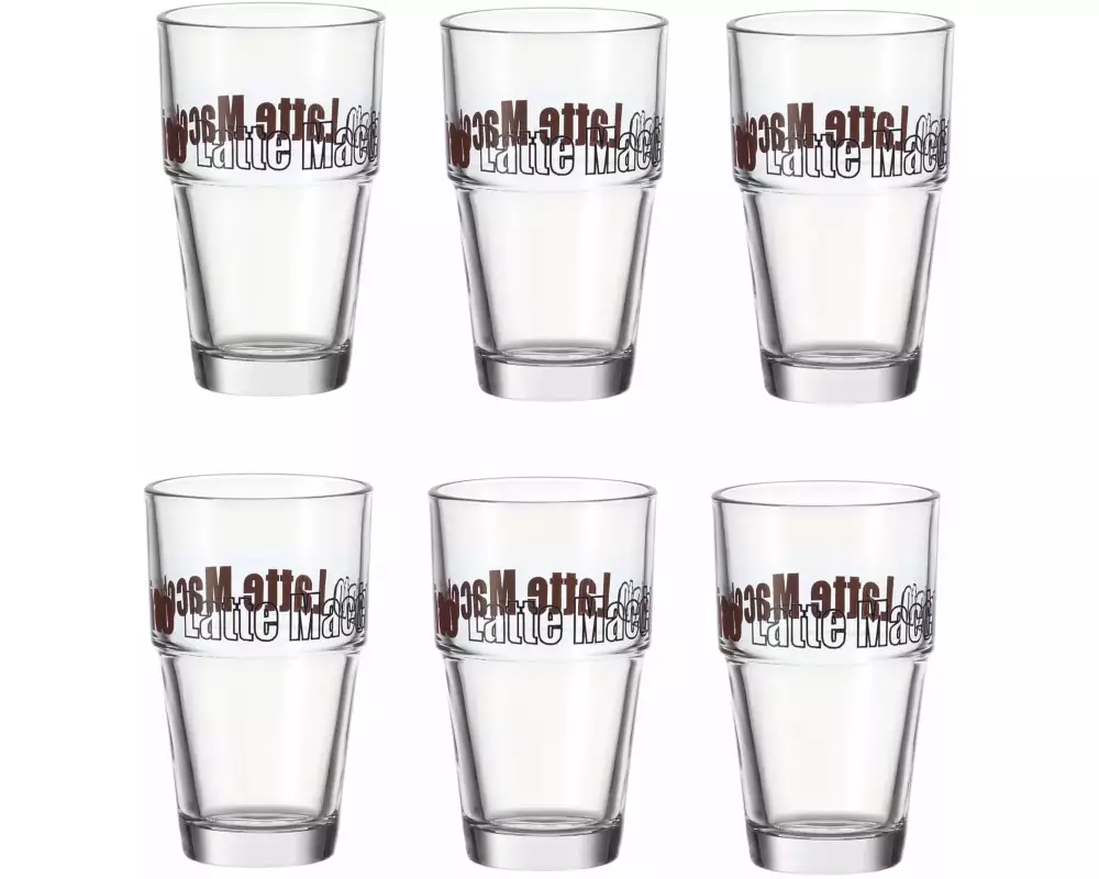 Leonardo Latte Macchiato Becher Solo 410 ml, 6 Stück, Transparent