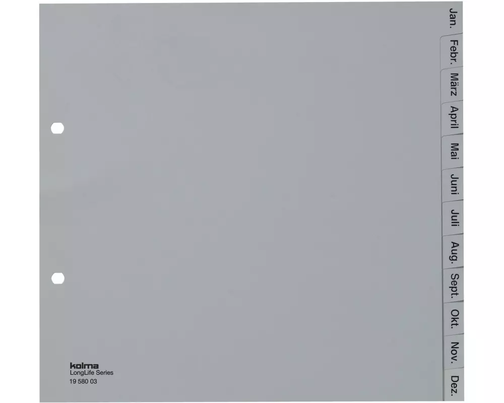 Kolma Register A4 LongLife Jan-Dez (de), teildeckend
