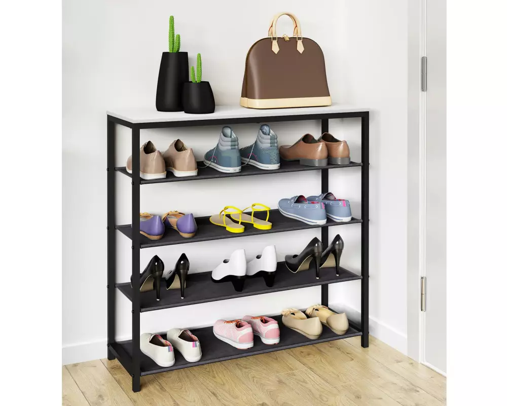 VCM Schuhregal Taliro 90 x 87 cm, Schwarz/Weiss