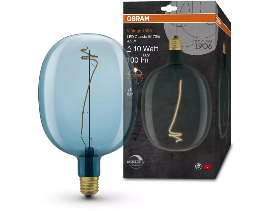 OSRAM Lampe Vintage 1906 Ballon Blau, 4.5W, E27, Warmweiss