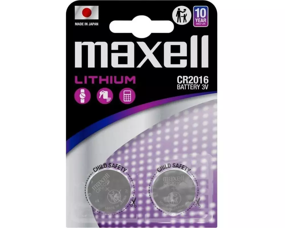 Maxell Europe LTD. Knopfzelle CR2016 , 2 Stück