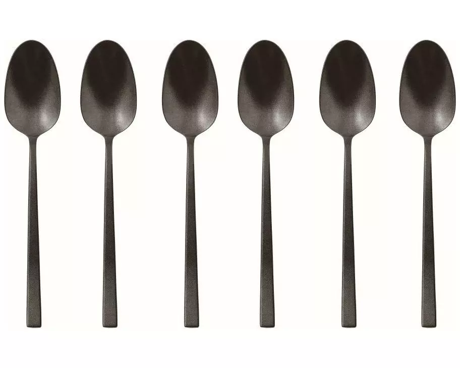 Sambonet Espressolöffel Rock 6 Stück, Schwarz glanz/Metall/Silber