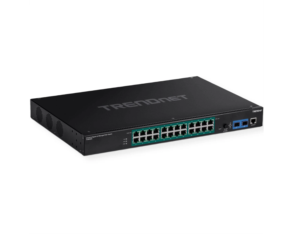 TRENDnet TI-RP262i 26-Port Industrial Rackmount PoE+ Switch Gigabit L2 Managed