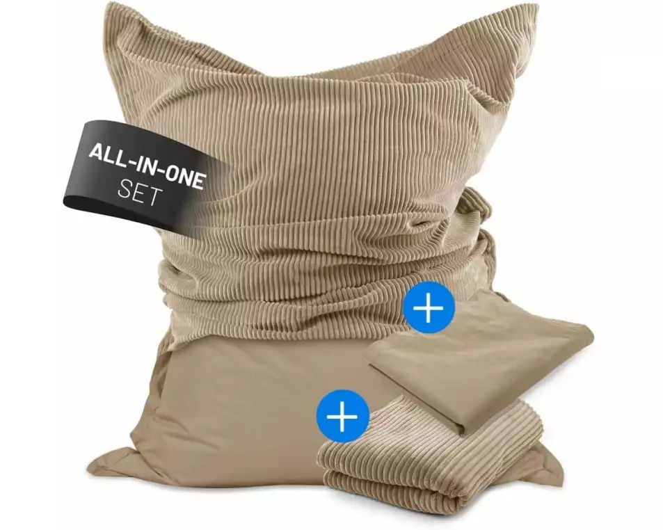 Lumaland Sitzsack + Cordhülle Beige, 380 l