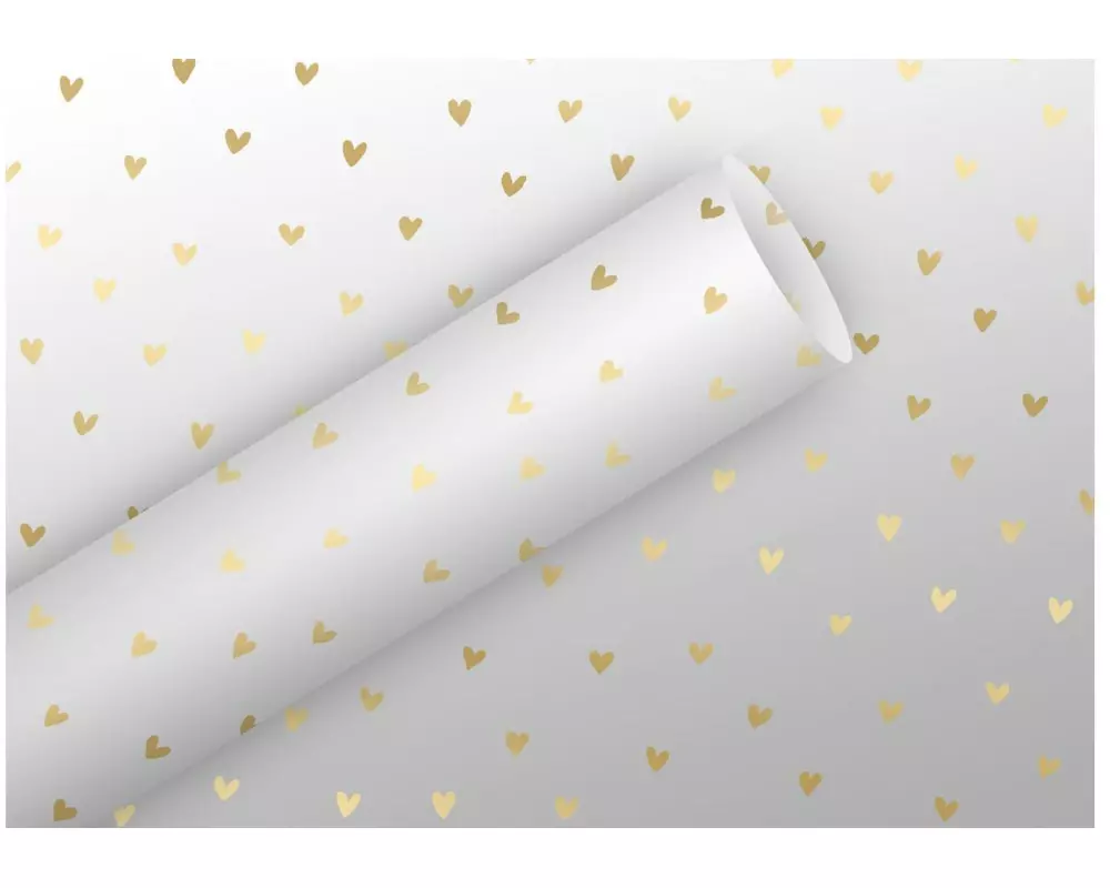 Braun + Company Geschenkfolie Herzen, Gold, 2.5 m x 70 cm