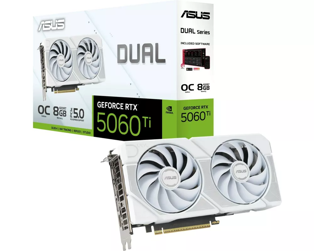 ASUS Grafikkarte Dual GeForce RTX 5060 OC Ti 8 GB Weiss