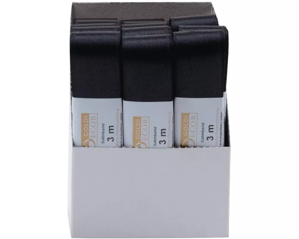 GOLDINA Satinband 25 mm x 3 m, Schwarz, 1 Stück