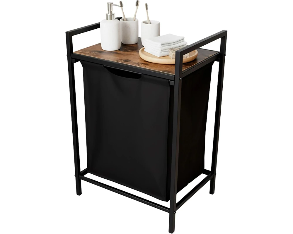 relaxdays Wäschekorb 65 L Schwarz/Braun