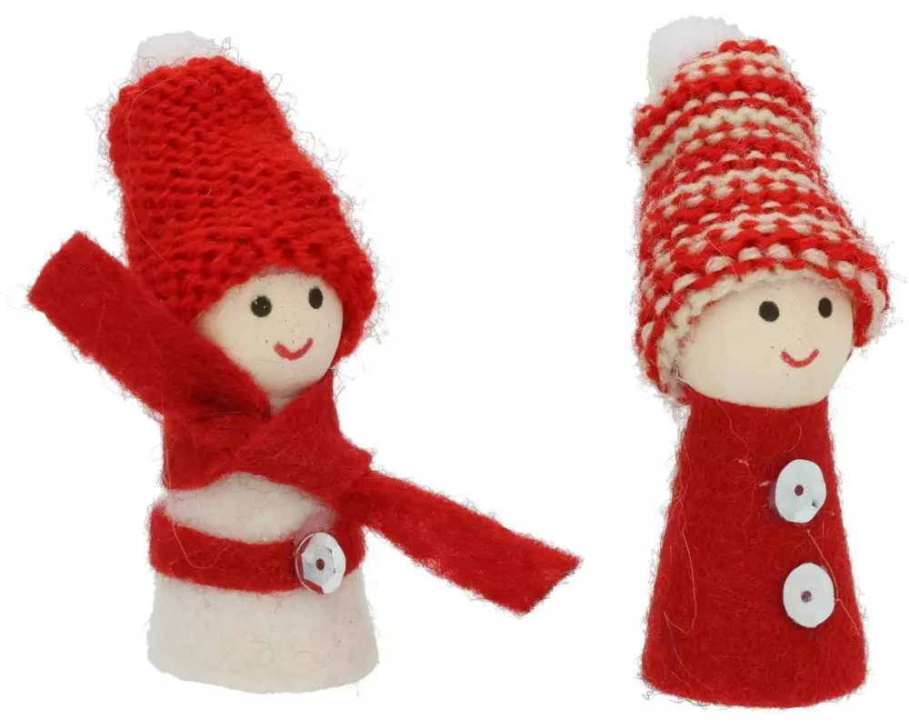 G. Wurm Weihnachtsfigur Kinder mit Mütze 2 x 7 x 2 cm, 4 Sück