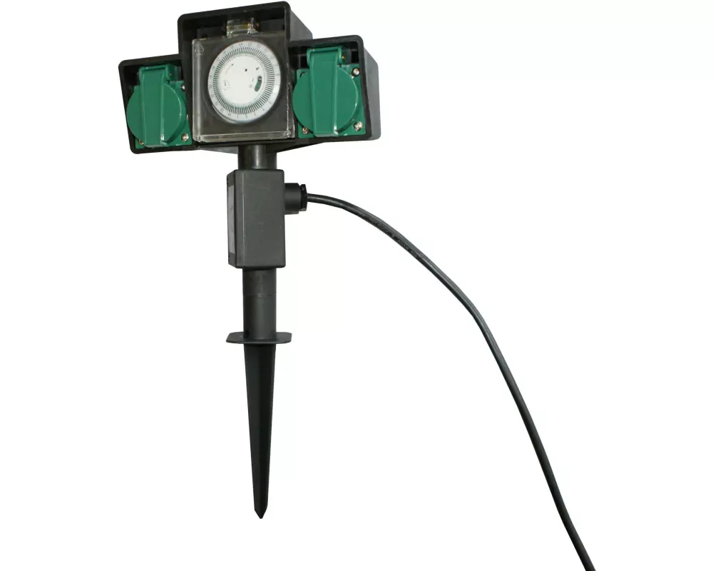 Max Hauri Steckdosen-Erdpfahl 2x T13 mit Timer