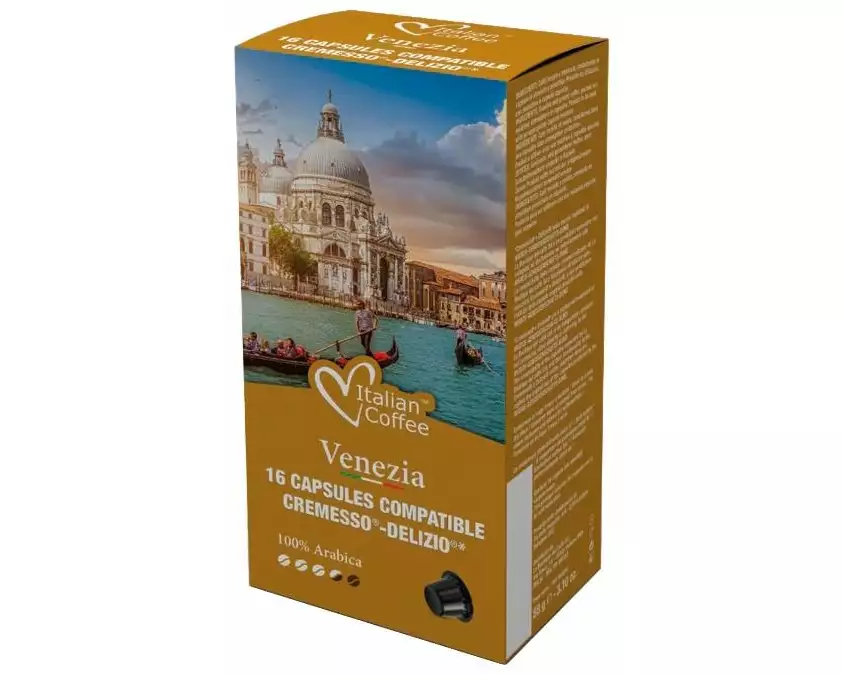 Italian Coffee Kaffeekapseln Delizio Venezia Cremesso 16 Stück
