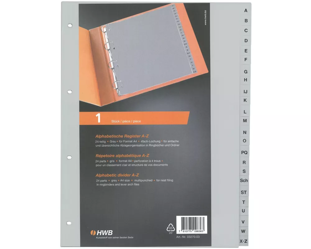 HWB Register A4, volldeckend, A-Z