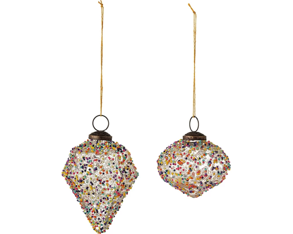 Bloomingville Weihnachtskugel Chanda Ornament 2 Stück, Mehrfarbig