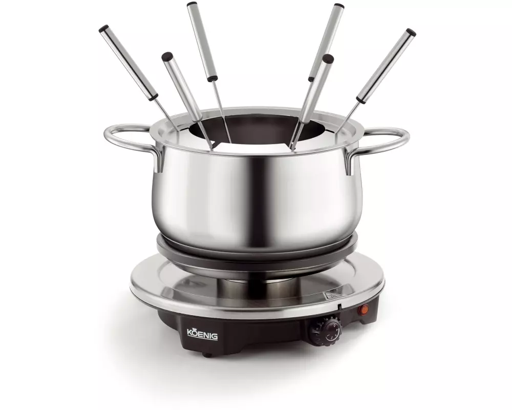 Koenig Fleischfondue-Set Bourguignonne/ Chinoise 8 Teile, Silber