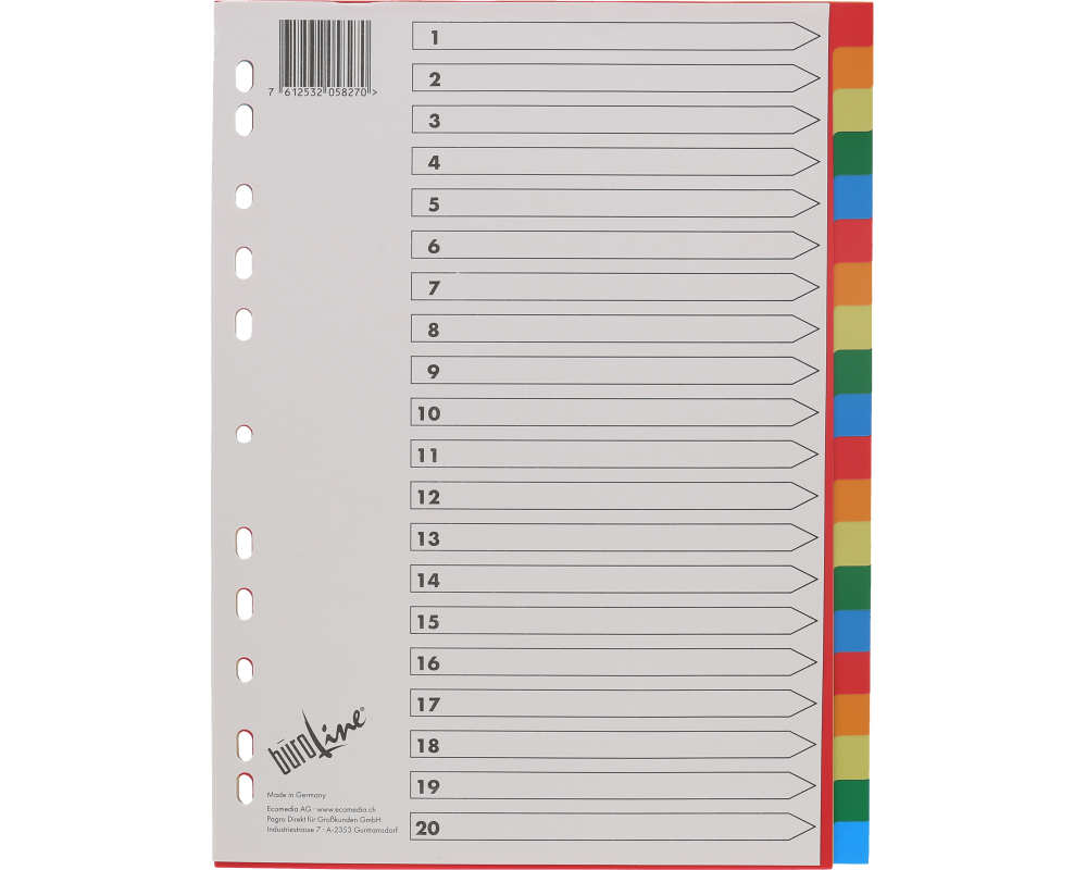 BÜROLINE Register PP bunt A4 40985 bunt 20-teilig