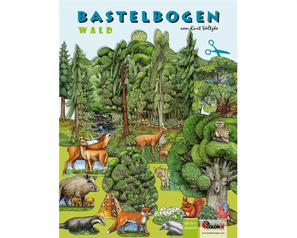 Wald Bastelbogen Bäume & Tiere zum Ausschneiden & Basteln aus Papier