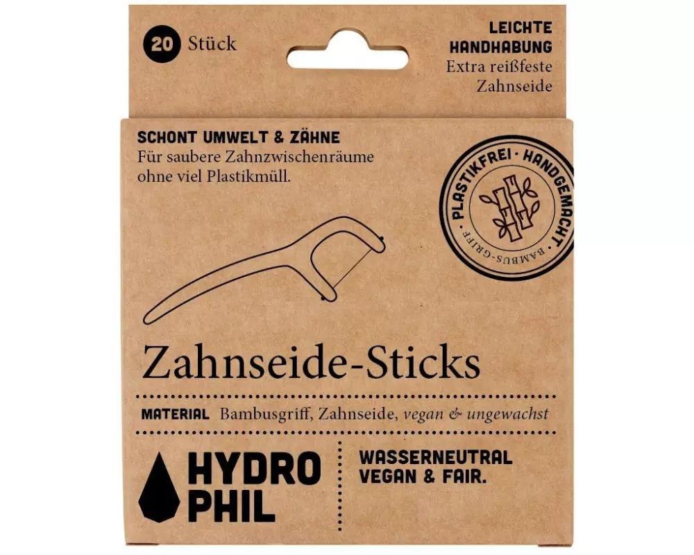 Hydrophil Zahnseide-Stick Bambus 20 Stück