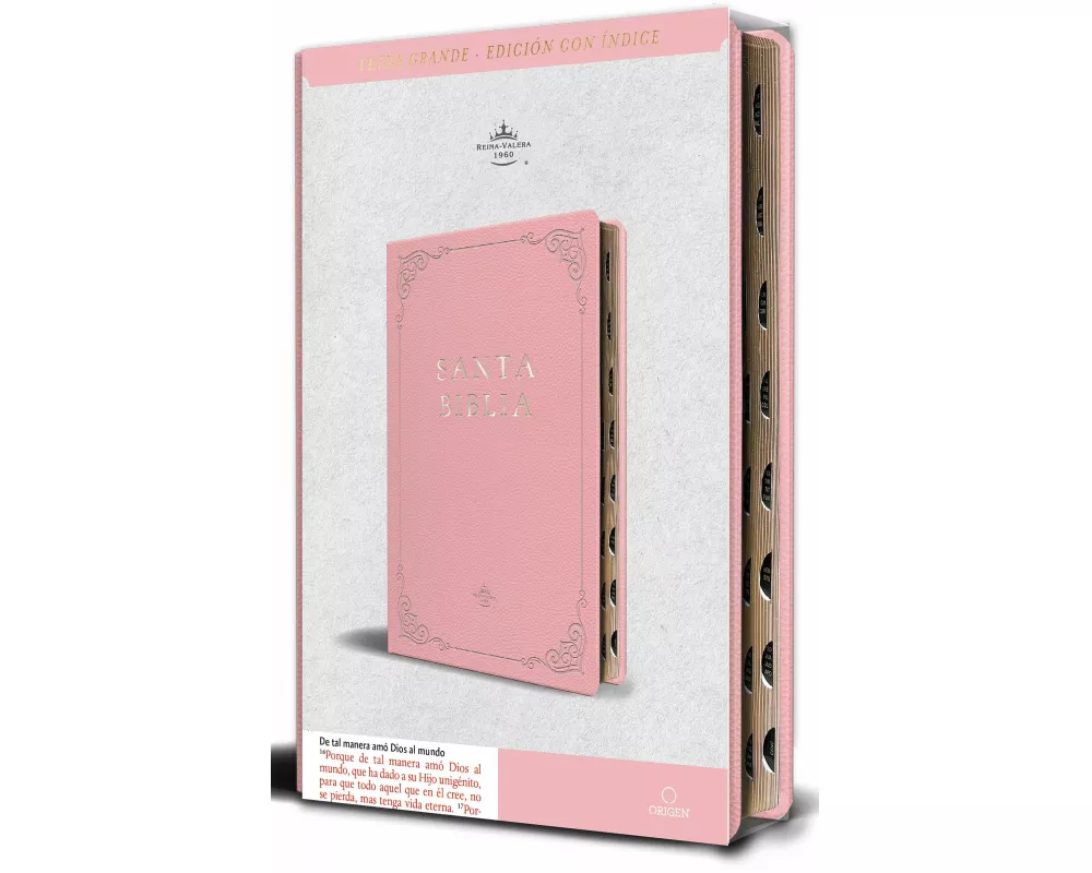 Biblia RVR 1960 letra grande tamaño manual, Piel rosada con índice / Spanish Bible RVR 1960 Handy Size Large Print Leathersoft pink with index