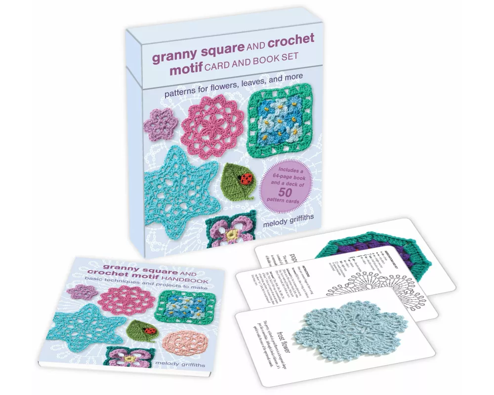 Granny Square and Crochet Motif Card and Book Set: 50 cards and a 64-page book