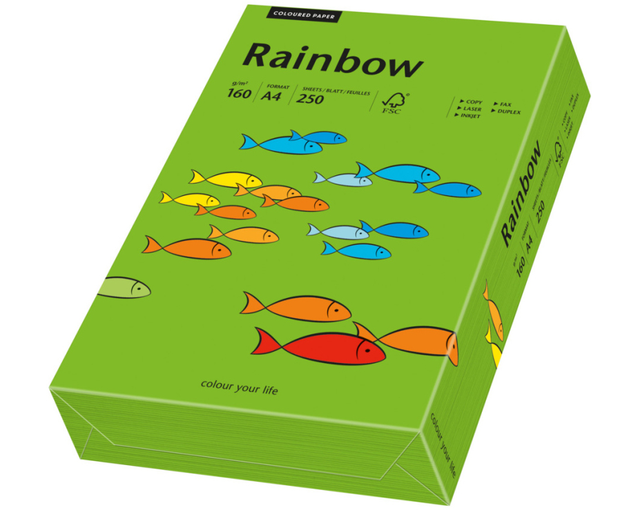 RAINBOW Papier intensivgrün/78 A4 88042681 FSC, 160g 250 Blatt