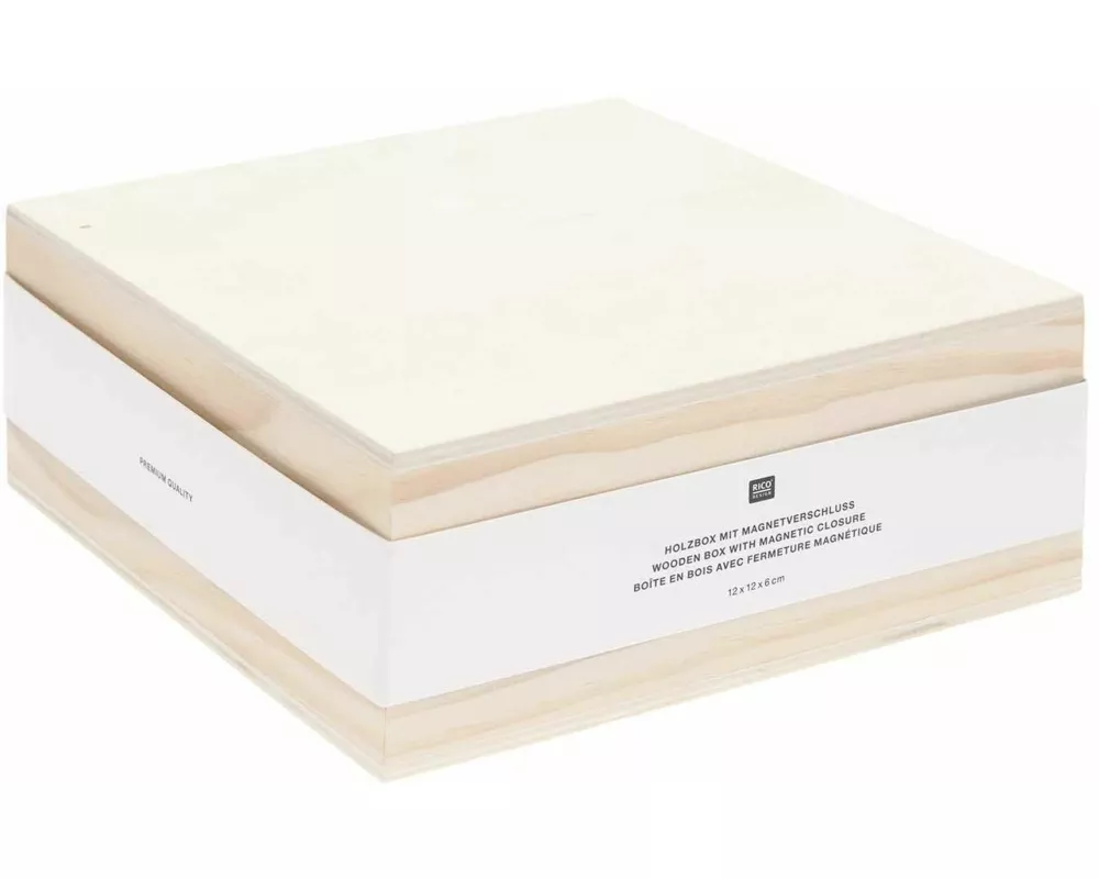 Holzbox quadratisch mit Magnetverschluss, 17 x 17 x 7 cm FSC 100%