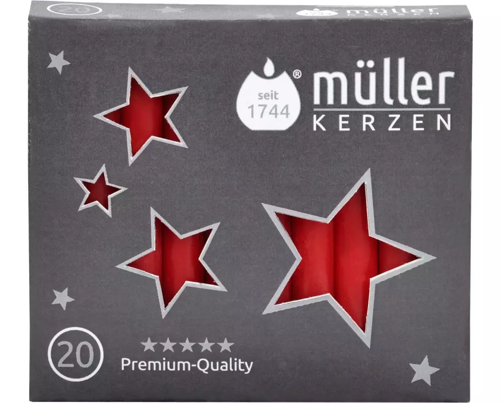 müller Kerzen Baumkerze Rot, 20 Stück