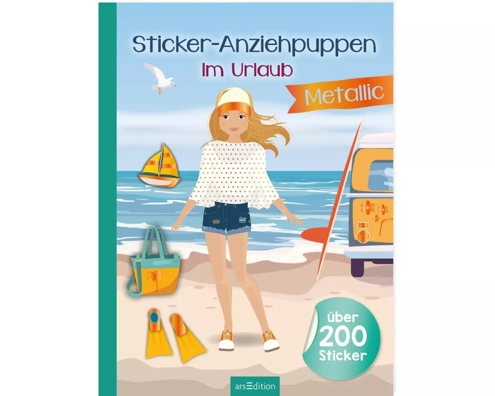 Sticker-Anziehpuppen Metallic – Im Urlaub