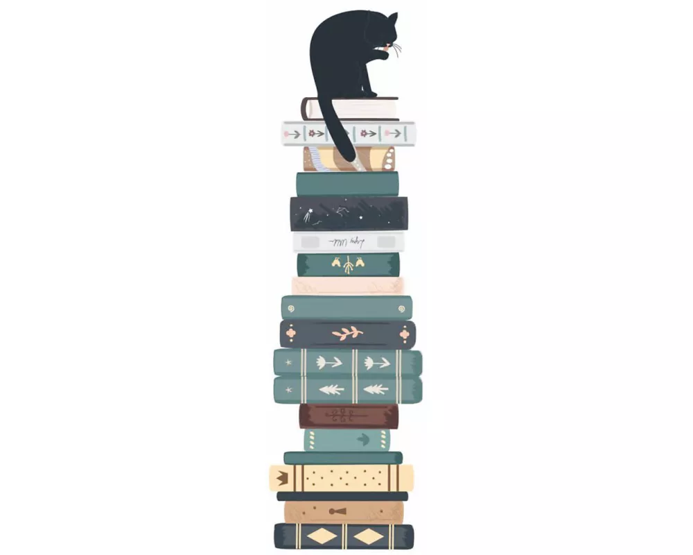 Postkarten Bücherkatze Stapel (VE10)