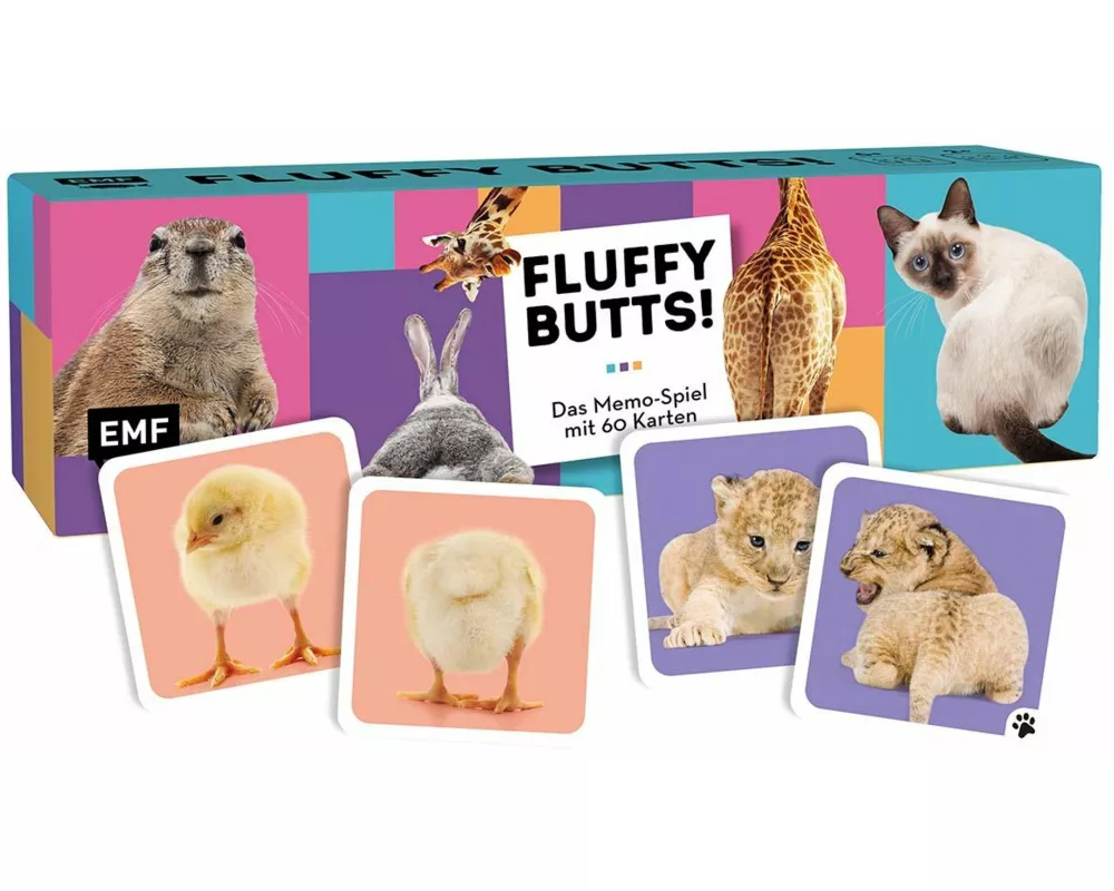 Memo-Spiel: Fluffy Butts – Finde den passenden Po zum Kopf!