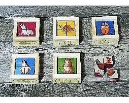 Würfelpuzzle Mini,4-teilig. Haustiere / Farbhintergrund