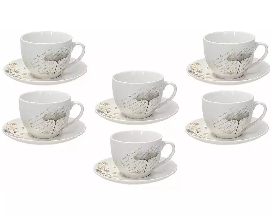 Tognana Tognana Kaffeetassen-Set Poesia 260 ml, 6 Stück, Weiss/Beige