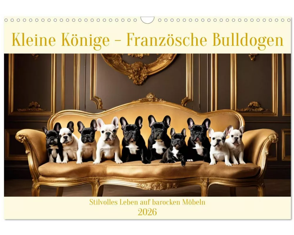 Kleine Könige - Französische Bulldoggen (Wandkalender 2026 DIN A3 quer), CALVENDO Monatskalender
