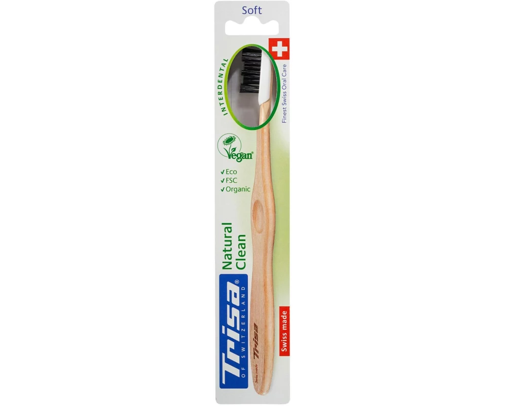Trisa Accessoires Holzzahnbürste Oral Care Natural Clean soft Schwarz