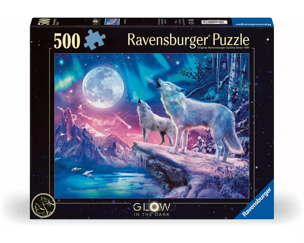 Erwachsenenpuzzle 500 Teile - Wolf im Nordlicht