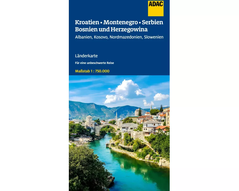 ADAC Länderkarte Kroatien, Montenegro, Serbien, Bosnien und Herzegowina 1:750.000
