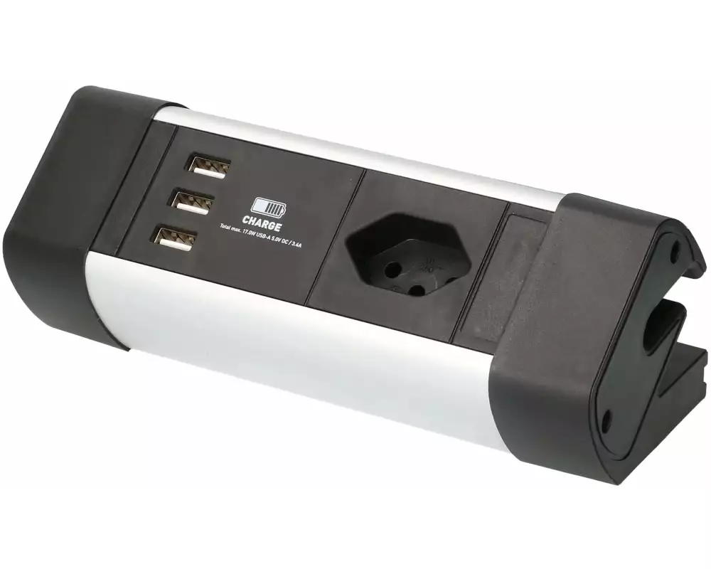 Max Hauri Tischsteckdosenleiste Office Line, 1x T13, 3x USB A