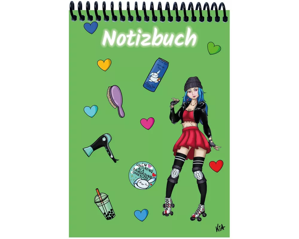 A 4 Notizblock Manga Enora, grün, blanko