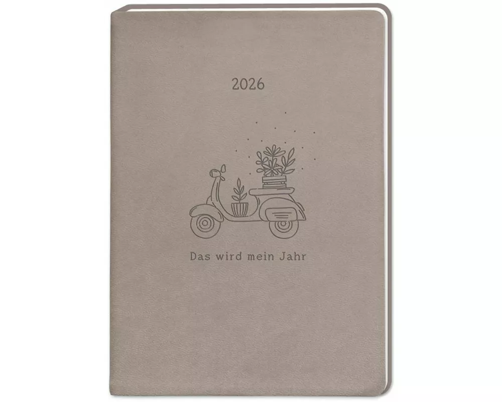Terminplaner Lederlook 2026 Taupe