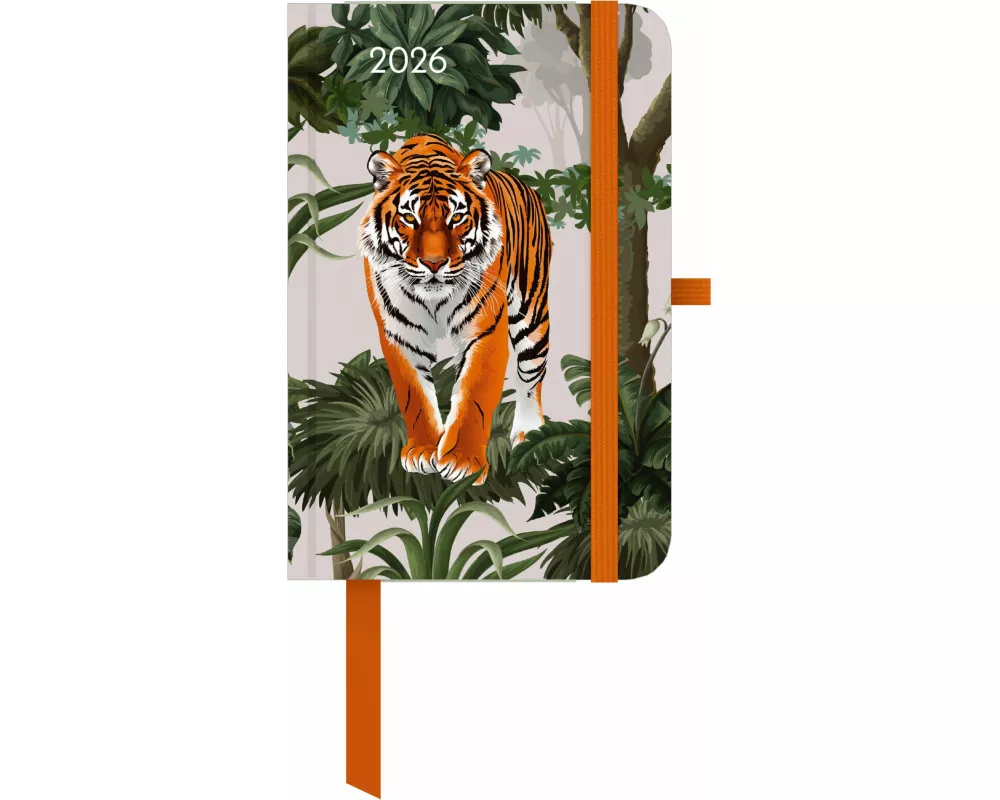 GreenLine - Jungle 2026 – Taschenkalender 10x15 cm, nachhaltiger Buchkalender mit exotischem Dschungel-Design, 4-sprachigem Kalendarium & praktischen
