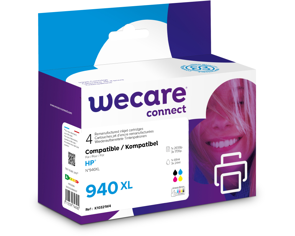 WECARE Multipack 940XL rebuilt CMYBK C2N93AEWE z.HP OJ Pro 8000 69/3x24ml