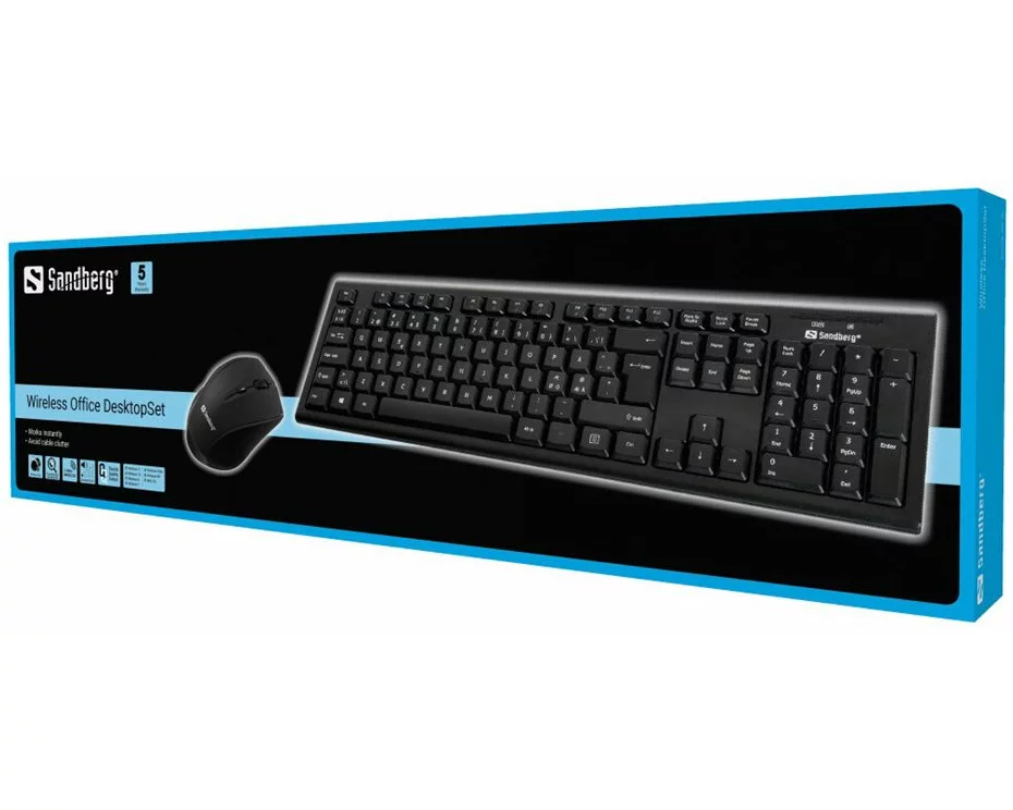 Sandberg Wireless Office Desktop Set, Nord, black