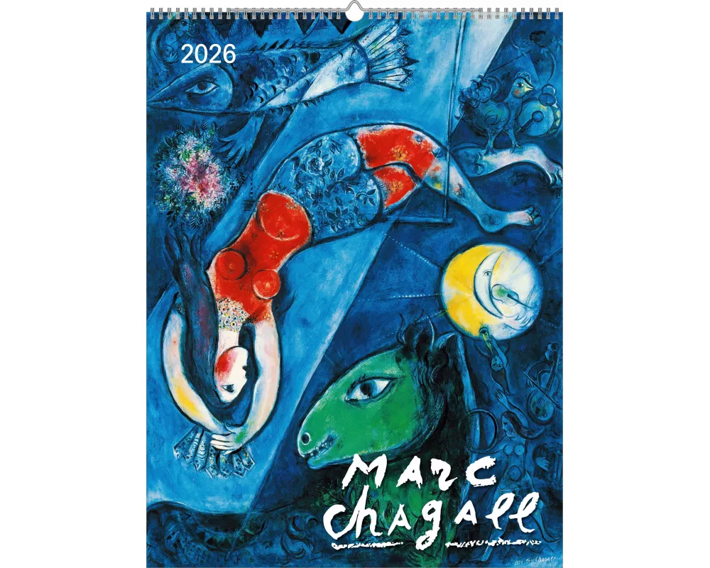 Alpha Edition - Marc Chagall 2026 – Kunstkalender 42×56 cm im 5-Farbdruck mit Meisterwerken des Expressionismus, dekorativer Wandkalender für Kunstlie