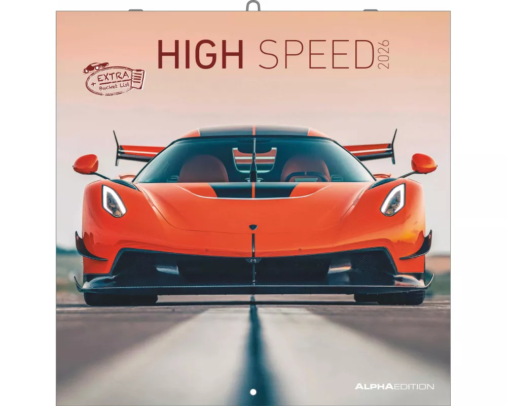 Alpha Edition - High Speed Kalender 2026 – Broschürenkalender 30×30 cm, mit 12 Luxusauto-Motiven, 6-sprachigem Kalendarium & Zusatzinfos, FSC-zertifiz
