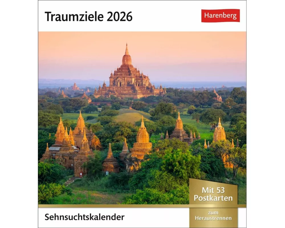 Traumziele Sehnsuchtskalender 2026 - Wochenkalender mit 53 Postkarten