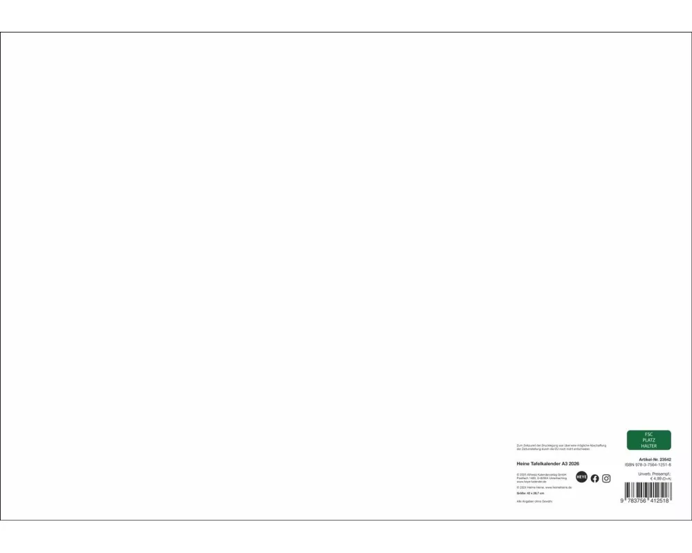 Helme Heine: Tafelkalender A3 2026