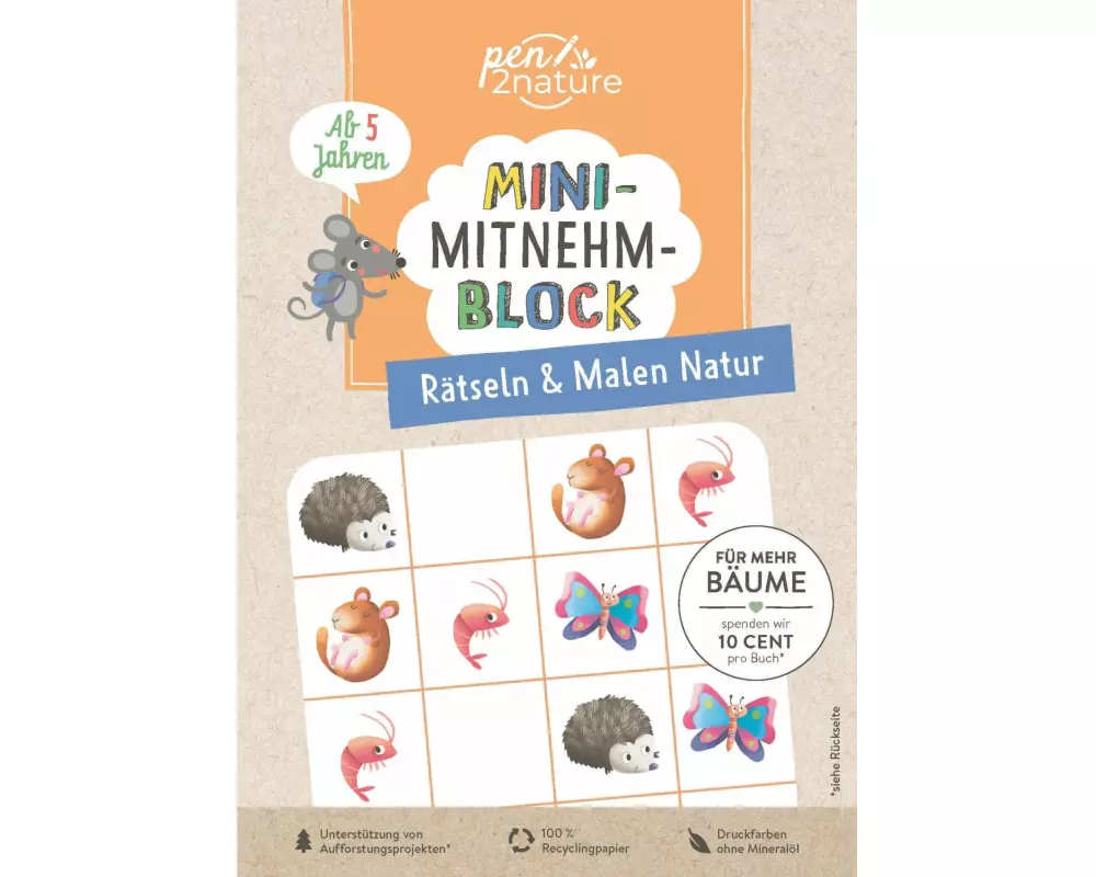 Mini-Mitnehm-Block Rätseln & Malen Natur