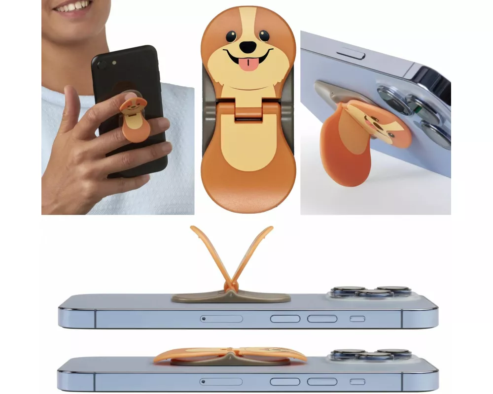 zipgrips Puppy (Hund) - 2 in 1 Handy-Griff & Aufsteller - Sicherer Griff - Halter für Smartphones - Perfekte Selfies - Ideal für Videos