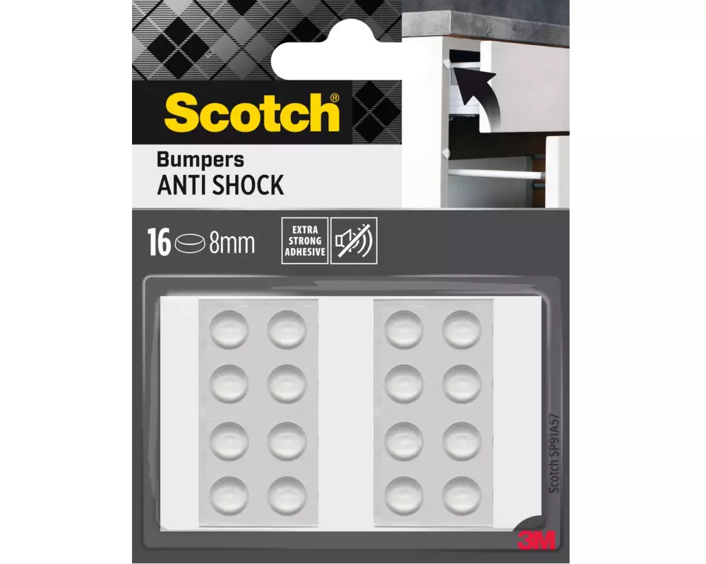 3M Schutzpuffer Anti Shock, Ø 8 mm, Transparent, 16er Pack